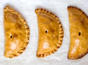 Cornish pasties are delicious on the table.